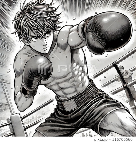 ボクシングの練習をする人漫画絵 116706560