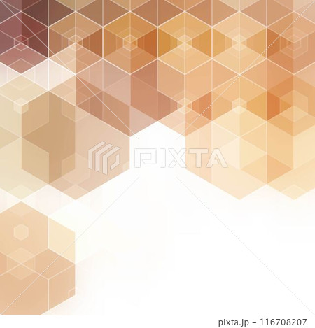 Abstract polygonal background. Vector geometric template for the presentation of promotional materials. Website background layout design. Beige hexagon. 116708207