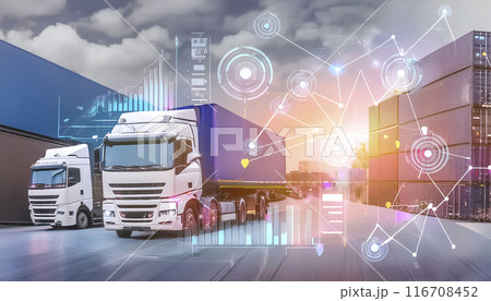 CGイラスト　陸上輸送データ分析のイメージ素材 116708452