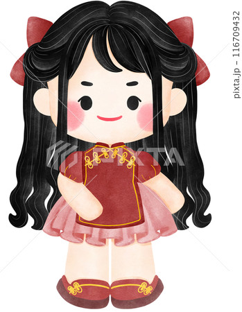 Little girl cute with Chinese red dress  116709432
