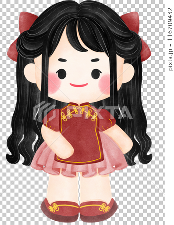 Little girl cute with Chinese red dress  116709432