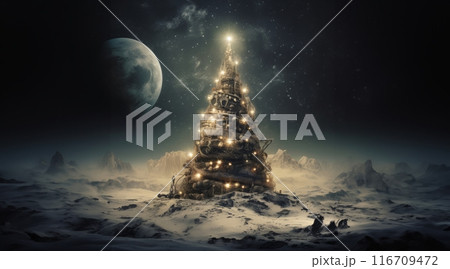An astronaut on Mars celebrates the holiday season by decorating a Christmas tree, bringing a festive spirit to the distant red planet.Generated image 116709472