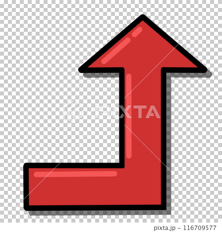90 degree bent arrow 2 (red) (with line drawing, reflection and shadow) 90 degree bent arrow 2 (red) (with line drawing, reflection and shadow) 116709577
