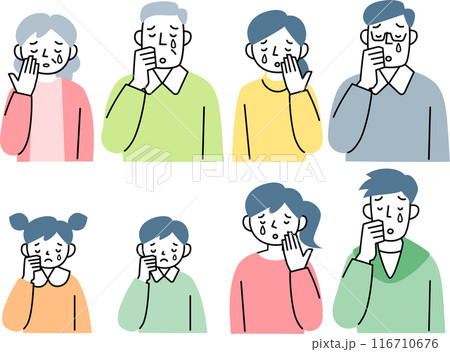 泣いている3世代家族の上半身セット 116710676