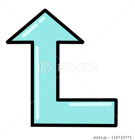 90度に曲がる矢印1(水色)(線画・反射あり) 90度に曲がる矢印1(水色)(線画・反射あり) 116710771