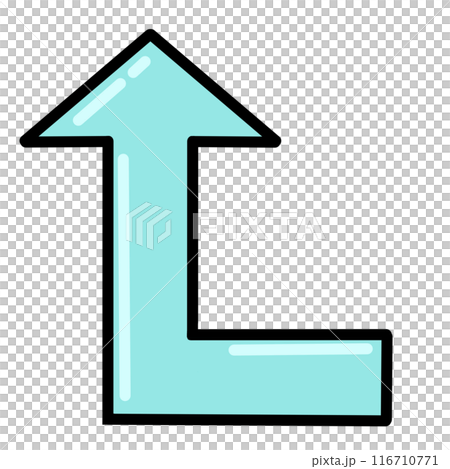 90度に曲がる矢印1(水色)(線画・反射あり) 90度に曲がる矢印1(水色)(線画・反射あり) 116710771