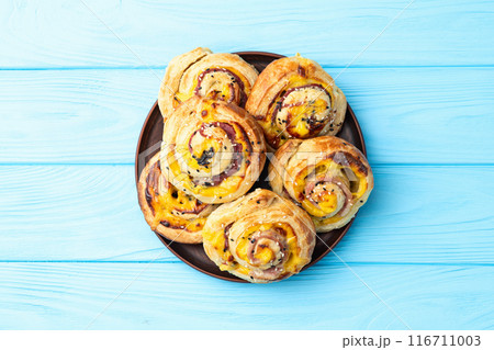 Homemade Puff pastry pinweel ( rolls ) Mini pizza 116711003