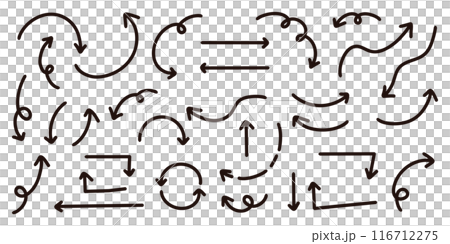 向量筆手繪箭頭設定黑白 向量筆手繪箭頭設定黑白 116712275