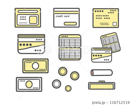 貴重品　クレジットカード　キャッシュカード　マイナンバーカード　保険証　イラスト 116712519