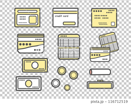 貴重品　クレジットカード　キャッシュカード　マイナンバーカード　保険証　イラスト 116712519