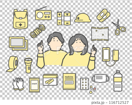 防災用品、防災用品、緊急用品、物品插圖集 116712527