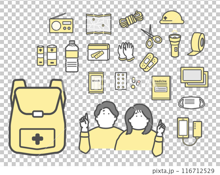 防災用品、防災用品、緊急用品、物品插圖集 116712529