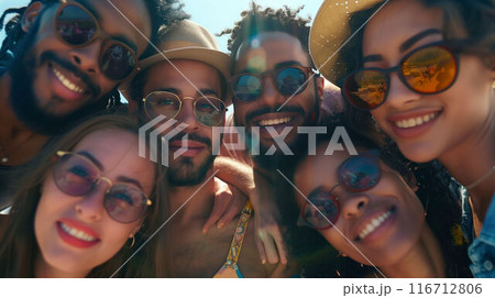 Group of friends taking a picture together Group of friends taking a picture together 116712806