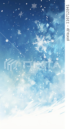 キラキラ光る雪の結晶と空の背景　AI画像 116712841