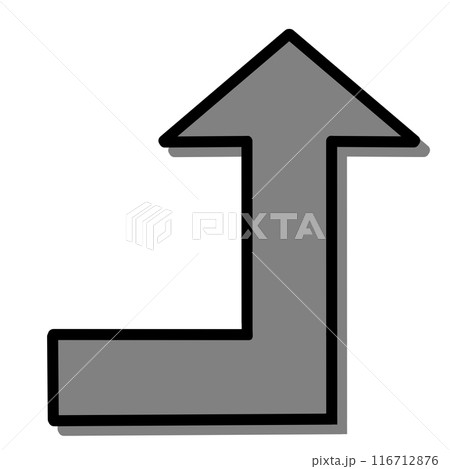 90度に曲がる矢印2（グレー）（線画・影あり） 116712876