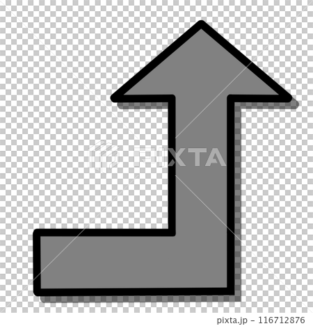 90度に曲がる矢印2（グレー）（線画・影あり） 116712876