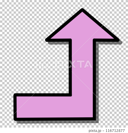 90度に曲がる矢印2（ピンク）（線画・影あり） 116712877