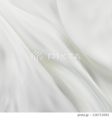 White wrinkled fabric. Light drape background. Picturesque folds. Vector design art. eps 10 116713091