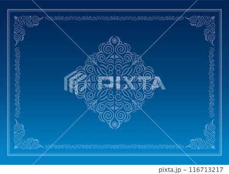 クラシックでエレガントでゴージャスな飾り枠　フレーム　グラデーション青 116713217