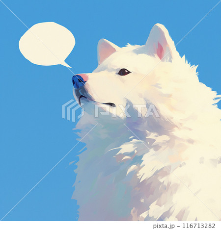 白い犬と吹き出し 116713282