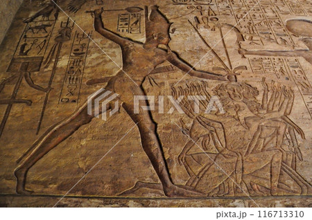アブシンベル神殿の内部のレリーフ アブシンベル神殿の内部のレリーフ 116713310