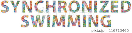 Words synchronized swimming. Vector decorative zentangle object Words synchronized swimming. Vector decorative zentangle object 116713460