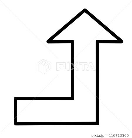 90度に曲がる矢印2(白)(線画あり) 90度に曲がる矢印2(白)(線画あり) 116713560