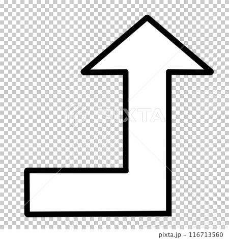 90度に曲がる矢印2(白)(線画あり) 90度に曲がる矢印2(白)(線画あり) 116713560