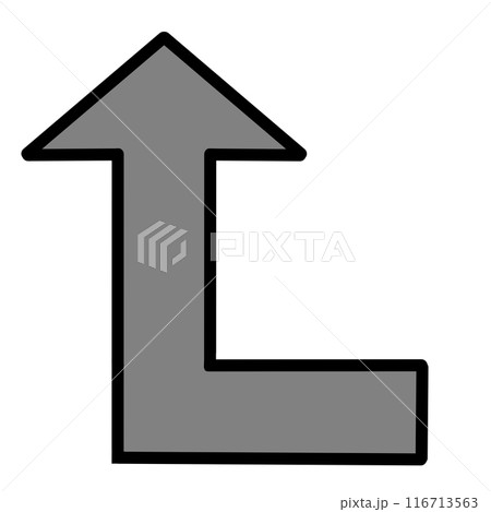 90度に曲がる矢印1(グレー)(線画あり) 90度に曲がる矢印1(グレー)(線画あり) 116713563