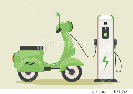 Green scooter and charging station 116713585
