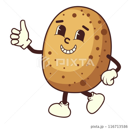 Funny cartoon walking potato 116713586