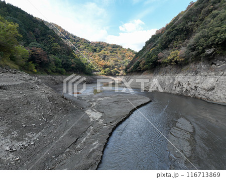 愛媛県西予市　鹿野川ダム　ダム底の風景 116713869