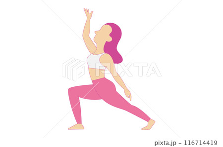 スポーツウェアを着てヨガをしている女性の線画イラスト スポーツウェアを着てヨガをしている女性の線画イラスト 116714419