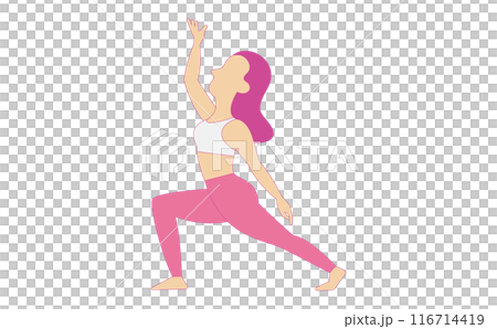 スポーツウェアを着てヨガをしている女性の線画イラスト スポーツウェアを着てヨガをしている女性の線画イラスト 116714419