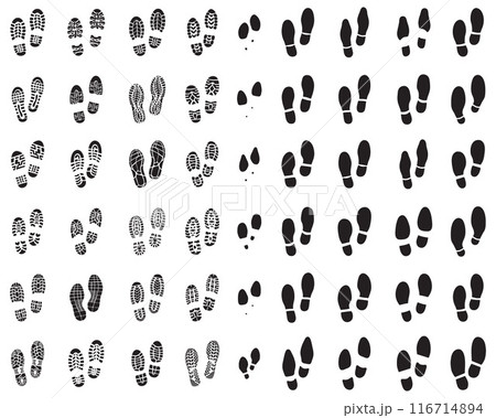 Various prints of shoes, black silhouettes on a white background Various prints of shoes, black silhouettes on a white background 116714894