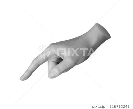 Finger pointing, indicating, tapping, pressing button, click gesture. Hand sign, pick, isolated on 116715241