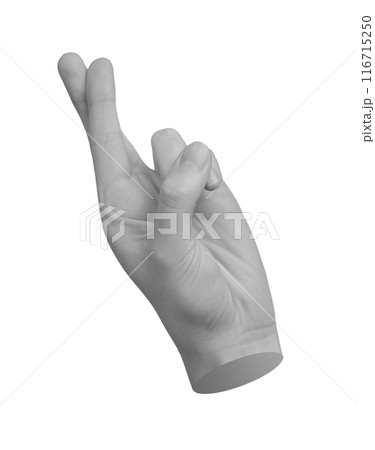 Crossing fingers for luck and hope, lucky gesture, hand sign isolated on white background 116715250