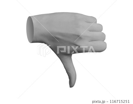 Thumb down gesture, dislike finger, disapproving feedback, hand sign isolated on white background 116715251