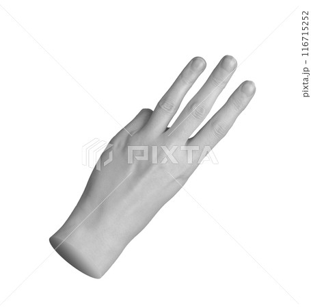 Counting and showing three 3 fingers, hand sign isolated on white background Counting and showing three 3 fingers, hand sign isolated on white background 116715252