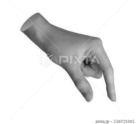 Showing small, something very little, two fingers taking invisible smth, hand sign isolated on white Showing small, something very little, two fingers taking invisible smth, hand sign isolated on white 116715301