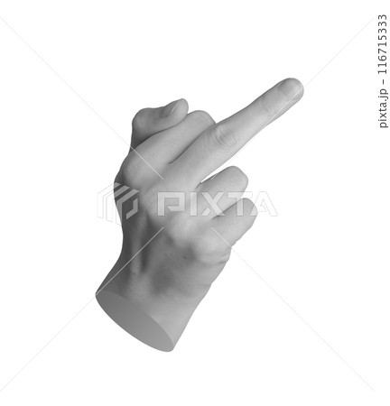 Rude gesture, fuck off symbol with middle finger, hand sign isolated on white background 116715333
