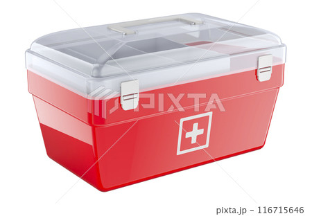 Plastic First Aid Kit, 3D rendering 116715646