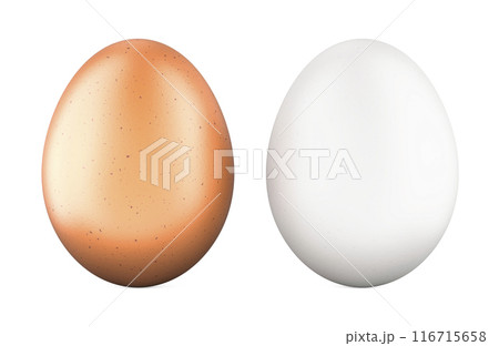 Brown egg and white egg, 3D rendering 116715658