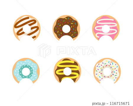 six anonymous profiles with donut as background. Isolated Vector Illustration 116715671