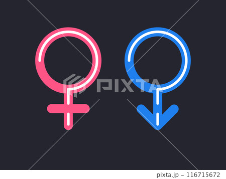 Gender sign with hidden question mark inside. Isolated Vector Illustration 116715672