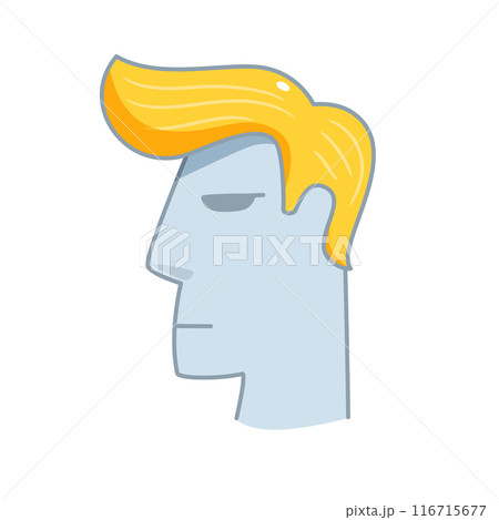 A stone face with yellow hair. Isolated Vector Illustration 116715677