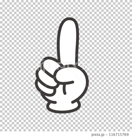 指で数字の1を表すハンドサインのベクターイラスト。ベクターデータは輪郭線の線幅を変更できます 指で数字の1を表すハンドサインのベクターイラスト。ベクターデータは輪郭線の線幅を変更できます 116715769