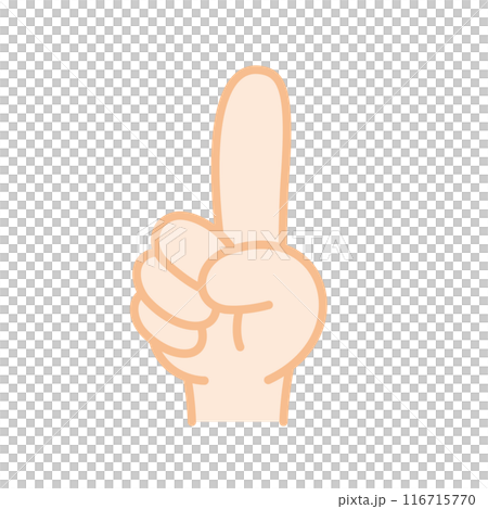 Vector illustration of a hand sign representing the number 1 with fingers. Vector data allows you to change the line width of the outline Vector illustration of a hand sign representing the number 1 with fingers. Vector data allows you to change the line width of the outline 116715770