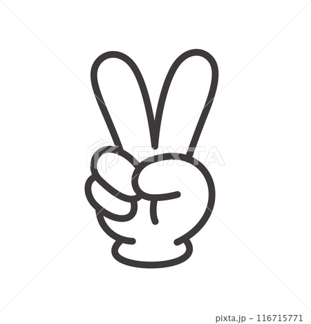 指で数字の2を表すハンドサインのベクターイラスト。ベクターデータは輪郭線の線幅を変更できます 116715771