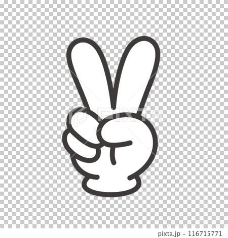 指で数字の2を表すハンドサインのベクターイラスト。ベクターデータは輪郭線の線幅を変更できます 116715771